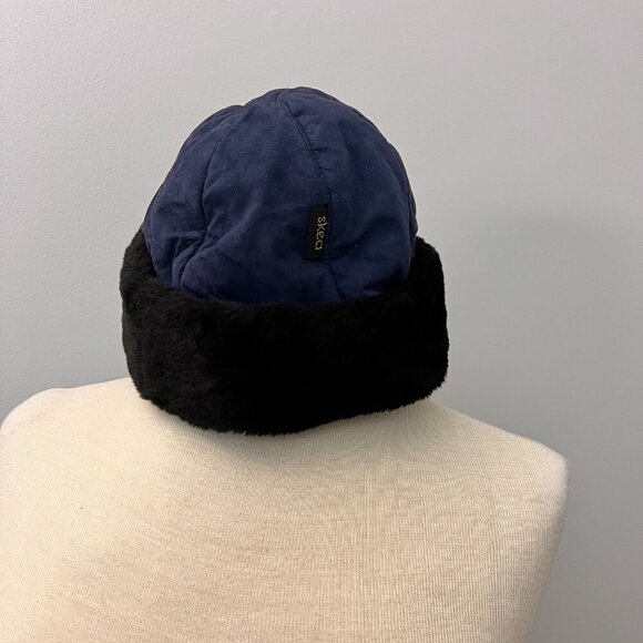 Skea Vintage Faux Fur Winter Hat Navy - Picture 6 of 8